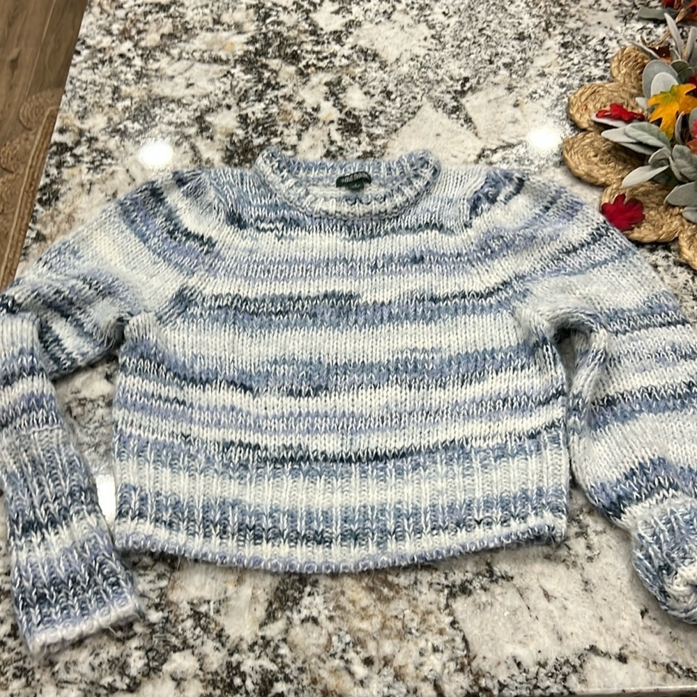 Sweater Cable Knit Blue Wild Fable Crop Winter Fuzzy Cozy Warm Vintage Chunky - Picture 3 of 10